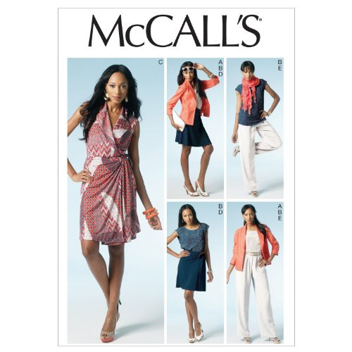 McCall Patterns M6519 Misses' Unlined Jacket, Top, Dress, Skirt and Pants, Size E5 (14-16-18-20-22)