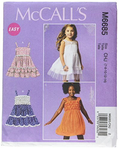McCall Patterns M6685 Girls/Girls' Dresses Sewing Template, Size CHJ (7-8-10-12-14)