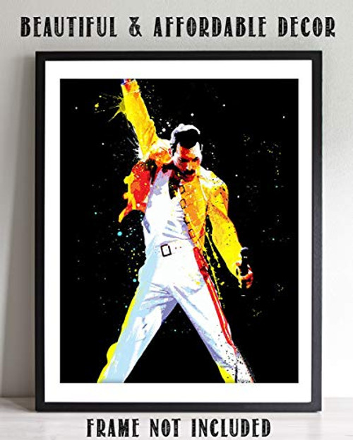 Freddie Mercury-Watercolor Art Print- 8 x 10 Wall Print- Ready To Frame- Queens Leader in Iconic Pose. Home Decor-Studio-Bar-Man Cave Decor. Perfect Inspirational Gift For All Freddie & Queen Fans.
