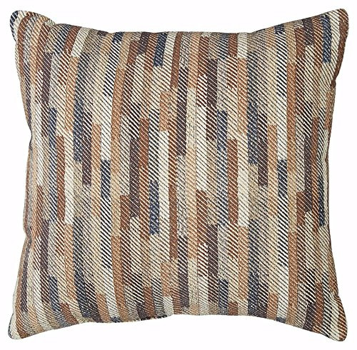 Ashley Furniture Signature Design - Daru Staggered Stripe Design Throw Pillow - Contemporary - Cream/Brown/Blue