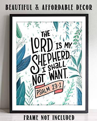 "The Lord Is My Shepard, I Shall Not Want"-Psalms 23:1- Bible Verse Wall Print-8x10- Watercolor Scripture Wall Art Replica- Ready to Frame. Home Décor- Office Décor- Christian Gifts. Favorite Verse.