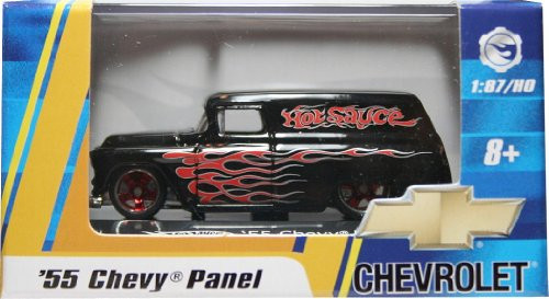 1:87 / HO SCALE '55 CHEVY PANEL (BLACK 'HOT SAUCE') Hot Wheels Vehicle & Acrylic Display Case 1:87 / HO SCALE '55 CHEVY PANEL (BLACK 'HOT SAUCE') Hot Wheels Vehicle & Acrylic Display Case
