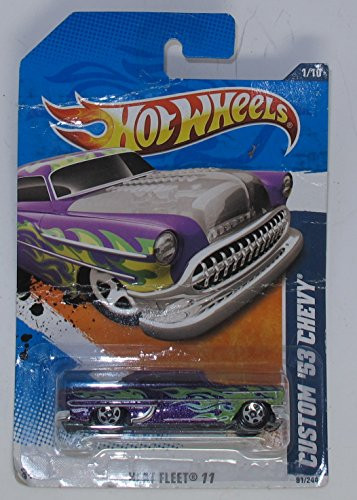 Hot Wheels 2011 '''CUSTOM '53 CHEVY' HEAT FLEET '11 - 1 of 10 - 91/244 Purple with Green Flames and Custom See Thru Hood Exposes Chromed Out Engine