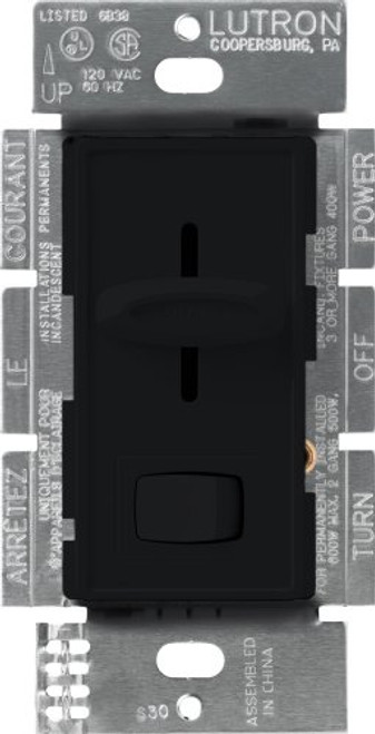 Lutron S-600P-BL Skylark 600-watt Single Pole Dimmer with On/Off Switch, Black