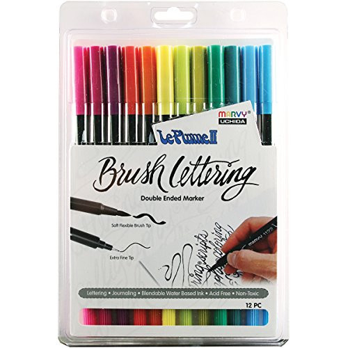 UCHIDA Primary Bright Brush Lettering Marker Set