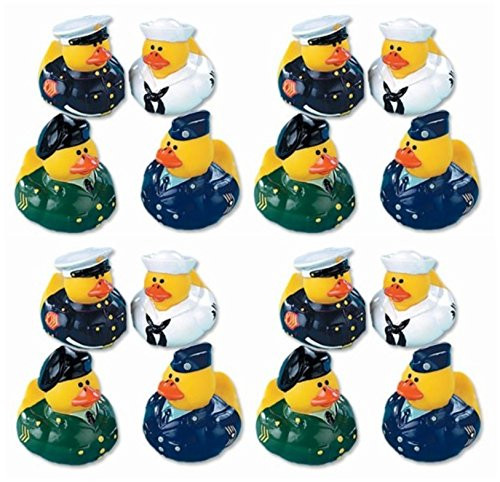 Fun Express (1) Pk 16 Military Armed Forces Rubber Ducks ~ Army Air Force Navy Marines Soldier Duckys