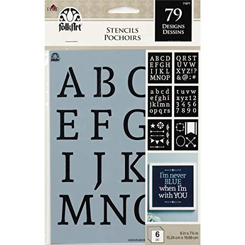 FolkArt 71977 Six Piece Mylar Stencil Set with 79 Designs, 6"x7.75", Serif Alphabet