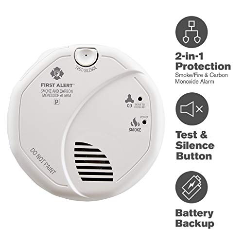 First Alert Smoke Detector and Carbon Monoxide Detector Alarm | Hardwired with Battery Backup, BRK SC7010B