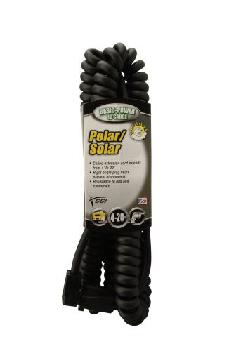 Coleman Cable 1226 16/3 Coiled Extension Cord, 20-Foot, Black
