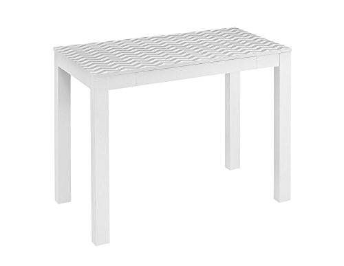 Ameriwood Home Parsons Desk with Drawer, White/Gray Chevron
