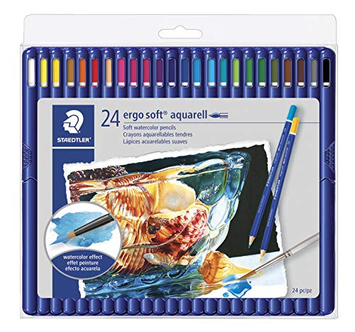 Staedtler ErgoSoft Aquarell Watercolor Pencils, Assorted Colors, Set of 24