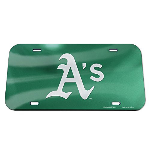 WinCraft MLB Oakland Athletics Crystal Mirror Logo License Plate, Team Color, One Size