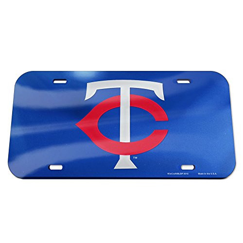 MLB Minnesota Twins Crystal Mirror Logo License Plate, Team Color, One Size
