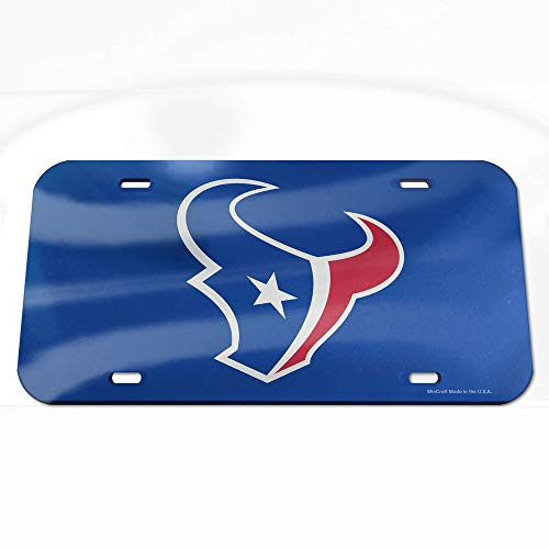 WinCraft NFL Houston Texans Crystal Mirror Logo License Plate, Team Color, One Size