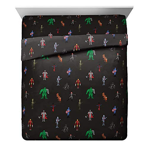 Jay Franco Marvel Justin Harder 4 Piece Queen Sheet Set Featuring The Avengers, Dark Gray
