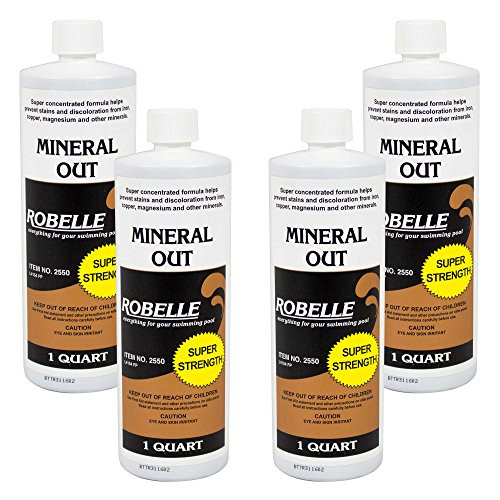 Robelle 2550-04 Mineral Out Stain Remover for Swimming Pools, 1 Quart, 4 Pack