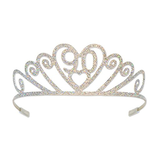 Beistle 60633-90 Glittered Metal "90" Tiara, One Size Fits Most