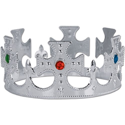 Plastic Jeweled King's Crown (silver) Party Accessory  (1 count) (1/Pkg)