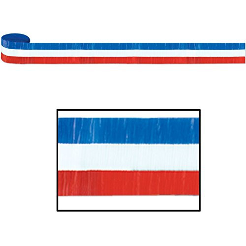 Fr Patriotic Crepe Streamer (Red, White, Blue) Party Accessory (1 Count) (1/pkg) Pkg/3