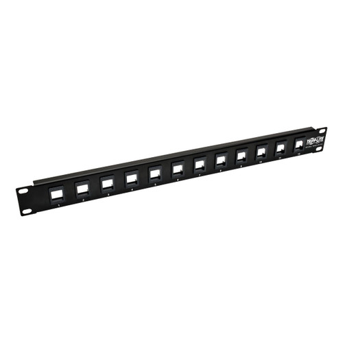 Tripp Lite 12-Port Keystone Blank Patch Panel RJ45, USB, HDMI, Cat5e / Cat6 Rackmount Unshielded 2URM TAA (N062-012-KJ)