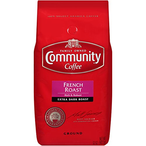 Community Coffee French Roast Extra Dark Roast Premium Ground 32 Oz Bag, Full Body Rich Robust Taste, 100% Select Arabica Coffee Beans