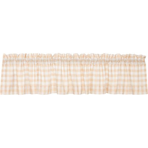 VHC Brands Classic Country Farmhouse Kitchen Window Curtains - Annie Buffalo Check White Lined Valance 16" x 90" Tan VHC Brands Classic Country Farmhouse Kitchen Window Curtains - Annie Buffalo Check White Lined Valance 16" x 90" Tan