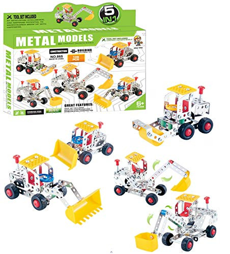 Metal Model Building Set, defferent Construction Vehicles Model Vehicle Building Kit, STEM Education Toy for Ages 8 & up