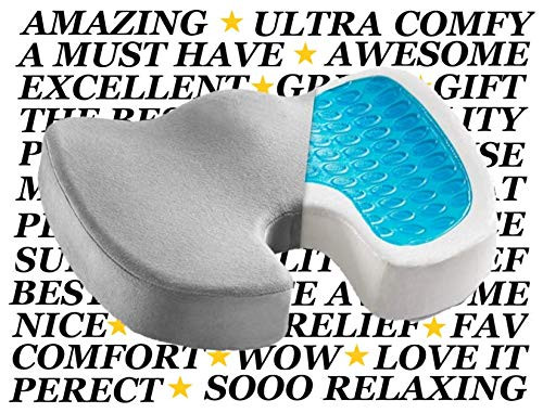 Gel Enhanced Seat Cushion  Non-Slip Orthopedic Gel & Memory Foam Coccyx Cushion for Tailbone Pain  Office Chair Car Seat Cushion  Sciatica & Back Pain Relief