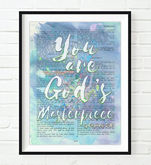 You Are God S Masterpiece Ephesians 2 10 Art Print Unframed Vintage Bible Page Verse You Are God S Masterpiece Ephesians 2 10 Art Print Unframed Vintage Bible Page Verse