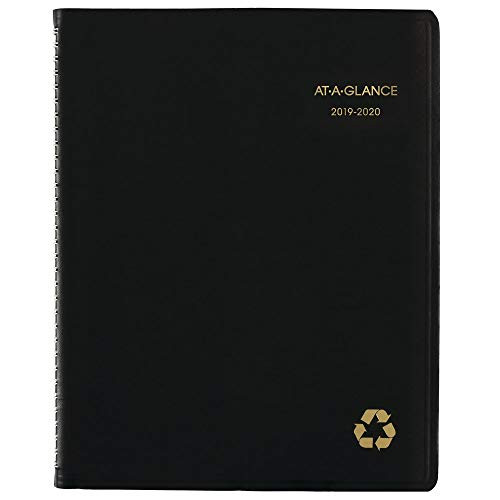 AT-A-GLANCE 2019-2020 Academic Year Weekly & Monthly Planner/Appointment Book, Large, 8-1/4" x 11", Recycled, Black (70957G05)