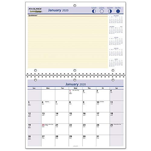 AT-A-GLANCE 2020 Monthly Desk/Wall Calendar, QuickNotes, 11" x 8", Small, Wirebound (PM5028)