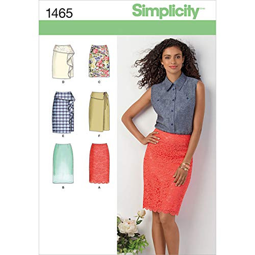 Simplicity Pattern 1465 Misses Skirt in 2 Lengths with Front and Trim Variations Size 6-8-10-12-14