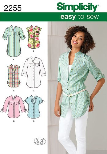 Simplicity Easy-to-Sew Pattern 2255 Misses Tunic or Shirt with Sleeve Variations Sizes 6-8-10-12-14