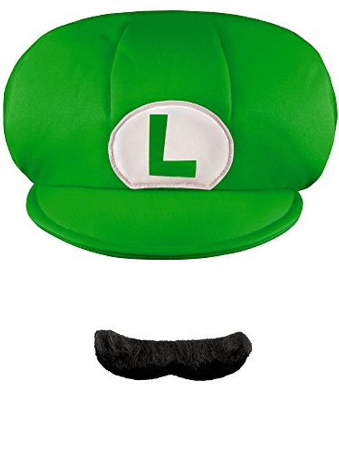 Nintendo Super Mario Brothers Luigi Child Hat and Mustache, One Size Child Nintendo Super Mario Brothers Luigi Child Hat and Mustache, One Size Child