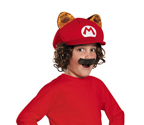 Racoon Super Mario Bros. Nintendo Child Hat & Mustache, One Size Child Racoon Super Mario Bros. Nintendo Child Hat & Mustache, One Size Child