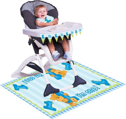 Creative Converting Bears First Birthday High Chair Kit, Blue