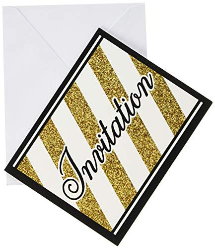 Creative Converting 318097 Black & Gold Invitations, One Size, Multicolor