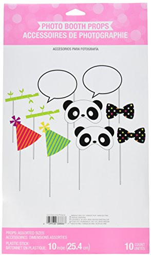 Creative Converting 322161 Assorted Photo Booth Panda-monium Party Props (10 Piece)