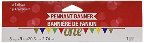 Creative Converting Multicolor Glitter One First Birthday Pennant Banner