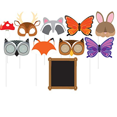 Creative Converting 324559 Assorted Photo Booth Forest Animals Party Props (10 Piece)