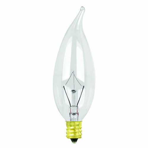 Feit Electric 60CFC/15-130 60-Watt Flame Tip Bulb with Candelabra Base, Clear, 15 Pack