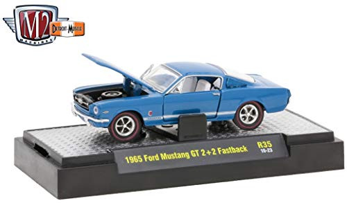 M2 Machines 1965 Ford Mustang Fastback 2+2 GT (Twilight Turquoise Metallic) - Detroit Muscle Release 35 2016 Castline Premium Edition 1:64 Scale Die-Cast Vehicle (R35 16-23)