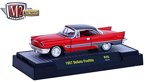 M2 Machines 1957 DeSoto Fireflite (Fiesta Red & Charcoal Gray Metallic) Auto-Thentics Release 35 - 2016 Castline Premium Edition 1:64 Scale Die-Cast Vehicle (R35 15-75)