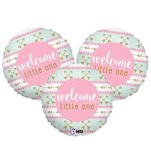 Set of 3 Pink Welcome Little One 18" Foil Party Balloons Set of 3 Pink Welcome Little One 18" Foil Party Balloons
