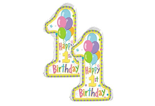Set of 2 Happy 1st Birthday Jumbo 31" Foil Party Balloons Set of 2 Happy 1st Birthday Jumbo 31" Foil Party Balloons