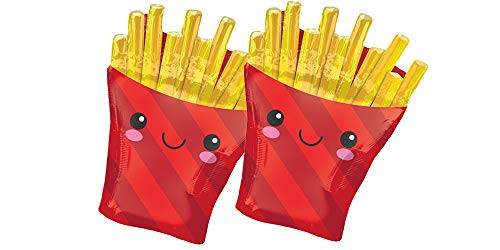 Set of 2 Adorable Happy French Fries 28" Foil Party Balloons Set of 2 Adorable Happy French Fries 28" Foil Party Balloons