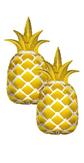 Set of 2 Golden Pineapple Jumbo 44" Foil Party Balloons Set of 2 Golden Pineapple Jumbo 44" Foil Party Balloons