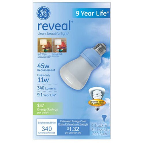 g e lighting 61354 GE, FLE11R20XLRVL/BX, 11W, Reveal Compact Fluorescent Bulb
