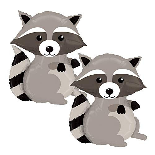 Set of 2 Adorable Woodland Raccoon 36" Foil Party Balloons Set of 2 Adorable Woodland Raccoon 36" Foil Party Balloons