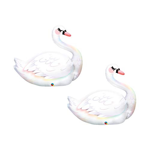Set of 2 Graceful Swan Jumbo 35" Foil Party Balloons